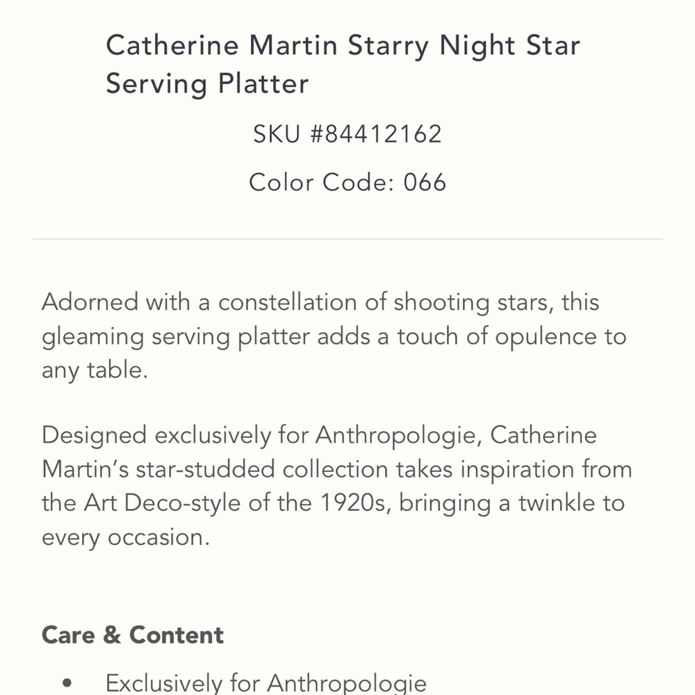 24KGold Starry Night serving platter Catherine Martin - Picture 5 of 7